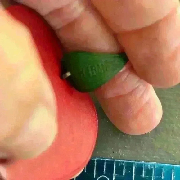 Authentic EUC Hermes charm Leather Silver hardware Red Apple bag charm w/ Box - Picture 10 of 13